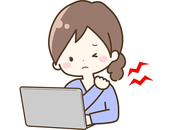 パソコン作業で肩が凝っている女性イラスト