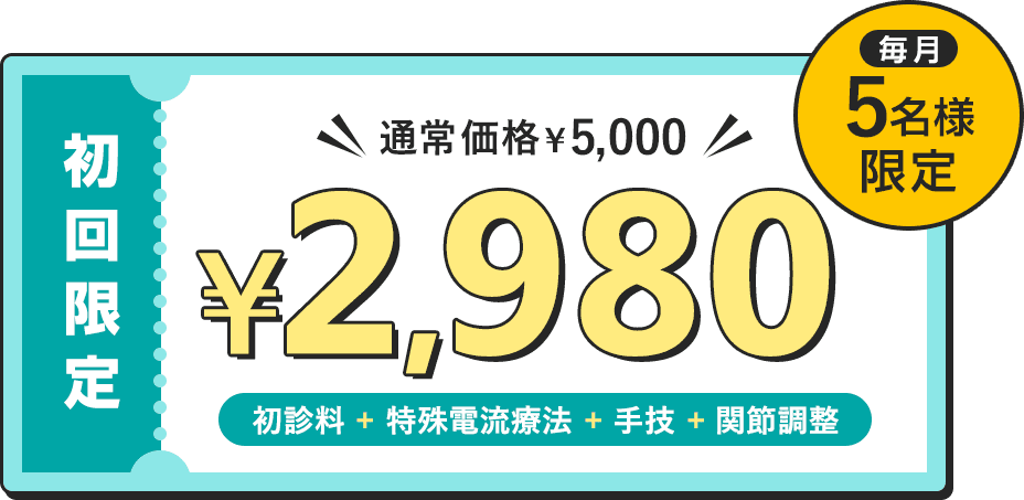 初回限定2,980円(通常価格5,000円)毎月5名限定
